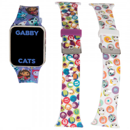 Gabby's Dollhouse Kid's Interchangeable Strap LCD Watch Set